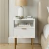 61bA-Y635BL._AC_SL1500 Nightstand with Charging Station,Small Bedside Table with Gold Frame,White Night Stand,Bedside Furniture,Side Table with Drawer and Shelf for Bedroom,Living Room,Stripe
