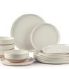 Stoneware Dinnerware Sets for 4, 12 Pieces Handpainted Plates and Bowls Set with Wavy Rim, Chip and Scratch Resistant Dishes set, Dishwasher & Microwave Safe, Royal Blue