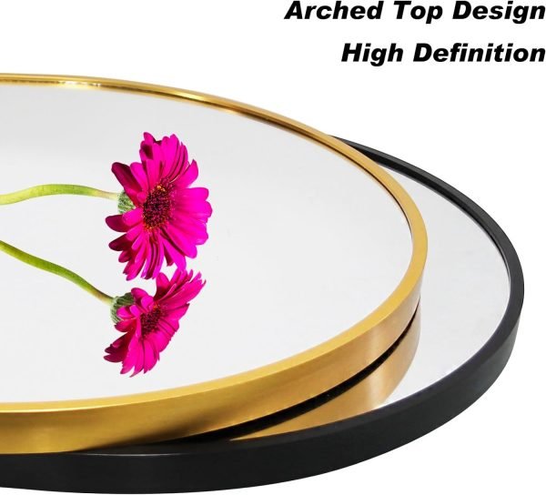 Arched Wall Mirror 20x30 Inch, Black Arch-top Bathroom Vanity Wall Mounted Mirror, Bedroom Modern Black Metal Framed Mirror