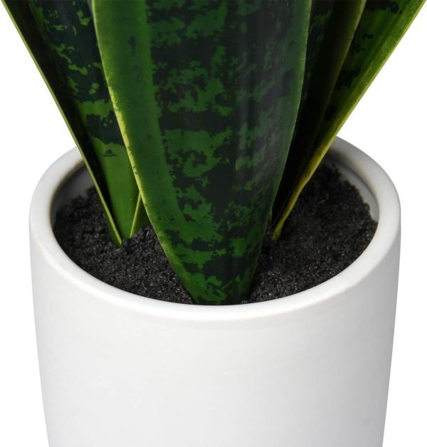 Fake Snake Plant 16" Faux Potted Plant Artificial Snake Plant with White Ceramic Pot Sansevieria Plant Perfect for House Modern Living Room Office Housewarming Gift Indoor Decor