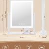 Vanity Mirror with Lights, Hollywood Makeup Mirror with Lights Phone Holder, Smart Touch Control, 3 Color Lighting Modes with Detachable 10x Magnification Mirror, 360°Rotation, White