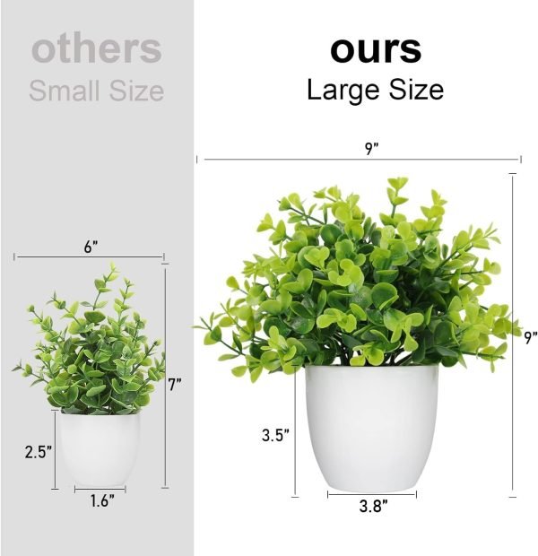 rtificial Potted Plants Mini Fake Plants in Pots, 4 Pack Medium Eucalyptus Potted Faux Decorative Grass Plant with White Plastic Pot for Home Decor, Indoor, Office, Desk, Table Decoration