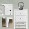 Bamboo Nightstand with Charging Station, Bedside Table with 2 Drawers, Side End Table with Open Shelf, 2 USB-A Ports, 2 AC Outlets, Minimalist, for Bedroom, Cloud White ULET623W01