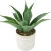 Artificial Potted Plants, 13.8" Artificial Succulent Fake Aloe, Large Faux Aloe Plant in Pot for Home Office Room Badroom Garden Decor (Grey)