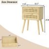 61oUqL3csAL._AC_SL1500 Rattan Nightstand with Storage, Wood Bedside Table with 2 Rattan Drawers, Boho Night Stand Modern End Side Table for Bedroom and Small Space, Natural Walnut