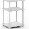 3-Tier Open Storage Nightstand, 1-Pack, Plastic Poles, Sonoma Oak/White