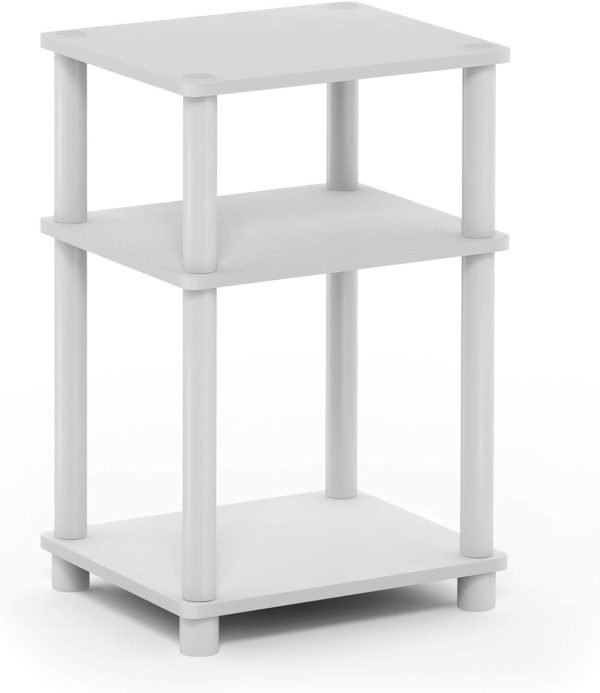 3-Tier Open Storage Nightstand, 1-Pack, Plastic Poles, Sonoma Oak/White