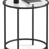 Round Side Table, Glass End Table with Metal Frame, Laurel Green Coffee Table with Modern Style, for Living Room, Balcony, Bedroom, Laurel Green