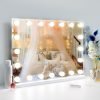 Vanity Mirror Makeup Mirror with Lights,10X Lens,22.8"x 18.1" Hollywood Lighted Vanity Mirror with 15 Dimmable LED Bulbs,3 Color Modes,Touch Control for Bedroom,Tabletop or Wall-Mounted