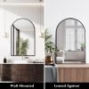 Arched Wall Mirror 20x30 Inch, Black Arch-top Bathroom Vanity Wall Mounted Mirror, Bedroom Modern Black Metal Framed Mirror