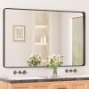 Black Metal Framed Bathroom Mirrors for Wall, 20 x 30 Inch Rounded Rectangle Bathroom Vanity Mirror, Matte Black Farmhouse Mirror with Seamless Frame, HD Tempered Glass(Horizontal/Vertical)
