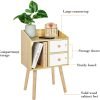 Small Nightstand, Bedside Table with 2 Drawers Mid Century Modern Nightstand Natural Wood End Table Side Table for Bedroom