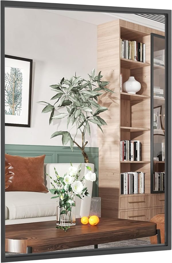 Black Vanity Mirror, 26×38 Black Mirror for Bathroom,Large Bathroom Mirror,Square Mirror (Black)