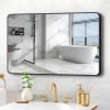 Bathroom Wall Mirror -20x28 Vanity Mirrors Large Wall-Mounted Makeup Mirror Over Sink for Bedroom/Farmhouse/Entrance, Black Rectangle Framed Anti-Rust Shatterproof Mirrors