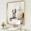 712atQfJ2vL._AC_SL1500 22x30 Inch Bronze Bathroom Mirror for Vanity, Brushed Bronze Metal Frame Mirror for Wall, Rounded Rectangle Bronze Frame Mirror with Tempered Glass, Anti-Rust (Horizontal/Vertical)