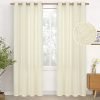 Natural Linen Curtains 63 Inch Length 2 Panels Bronze Grommet Linen Textured Short Window Drapes Light Filtering for Living Room Bedroom, 52 X 63 Inch