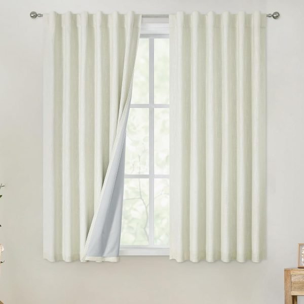 Chambray Blue Full Blackout Curtains 84 inch for Bedroom Living Room Darkening Soundproof Window Panels Thermal Insulated Rod Pocket Back Tab Grayish Blue Drapes 2 Panels 50" Wx84 L