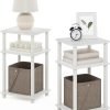 3-Tier Open Storage Nightstand, 1-Pack, Plastic Poles, Sonoma Oak/White