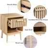 714s3Vsm3JL._AC_SL1500 Boho Nightstand, Small Side Table Night Stand with Drawer Open Shelf, Bedside End Table with Wood Strip Decorated Drawer for Bedroom, Living Room, Dorm and Small Spaces (Natural)