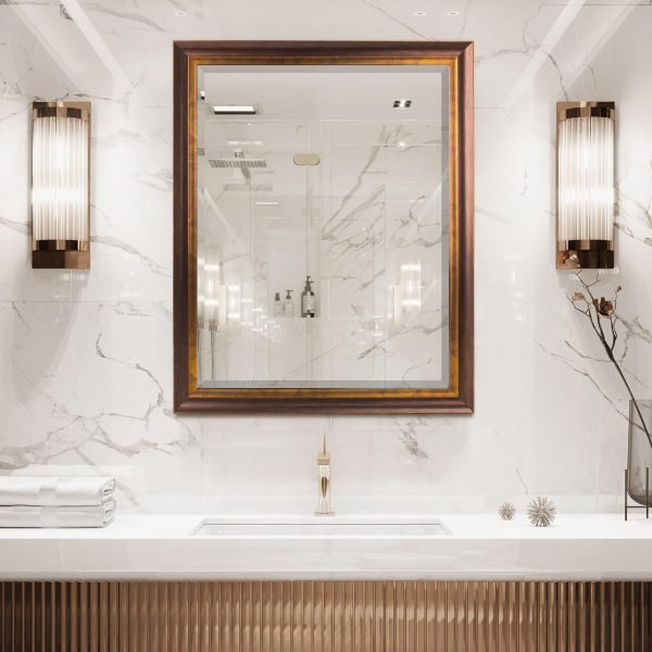 715aLga93NL._AC_SL1500 Bronze Copper Oil Rubbed Framed Wall Mirror, Vanity Mirror, Bathroom Mirrors, Rectangle Mirrors, Living Room Mirrors - 26" x 32"