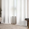 White Faux Linen Textured Curtains 72 Inch Length 2 Panels Set for Living Room Bedroom Privacy Casual Weave Farmhouse Burlap Semi Sheer Grommet Top Light Filtering Window Drapes, W37 x L72