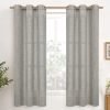 Natural Linen Curtains 63 Inch Length 2 Panels Bronze Grommet Linen Textured Short Window Drapes Light Filtering for Living Room Bedroom, 52 X 63 Inch