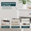 White Night Stand, Mid Century Modern Wood Nightstand with One Drawer, Bedside Table with Open Storage Shelf and Solid Wood Legs, Bed Side Table for Bedroom, End Tables for Living Room