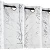 Tree Print Yellow Grey and White Curtains for Living Room Windows - Linen Textured Grommet Branches Pattern Window Treatment Set for Bedroom - 50" W x 96" L - (2 Panels)