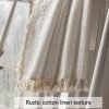 Boho Curtains Semi-Blackout Window Curtains 84 Inch 2 Pannels for Living Room, Linen Tassels Farmhouse Curtains with Embroidery for Bedroom Rod Pocket Draperies 52" W x 84" L,Off White