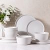 Ceramic Dinnerware Sets of 4, Modern Flat Stoneware Plates and Bowls Sets,Chip and Crack Resistant | Dishwasher & Microwave Safe Dishes Set,Scratch Resistant- Service for 4 (12pc)-Matte White