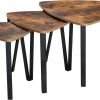Nesting Coffee Tables, End Tables Set of 2 for Living Room Bedroom, Industrial Small Stacking Side Tables with Metal Frame for Couch, Rustic Brown and Black ULET013B01