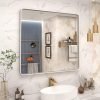 71C-qtNuGjL._AC_SL1500 20x30 Silver Bathroom Mirror, Silver Wall Mirror for Vanity, Brushed Metal Framed Rectangle Mirror, Anti-Rust, Brushed Nickel,Shatterproof, Round Corners(Horizontally/Vertically)