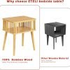 Bamboo Nightstand with Solid Legs Small Side Tables Mid Century Modern Bedside Table for Kids' Bedroom and Small Space, Natural