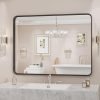 Black Bathroom Vanity Mirror for Wall, 22x30 Inch Metal Framed Wall Mirror Farmhouse Rectangle, Anti-Rust, Tempered Glass, Hangs Horizontally or Vertically