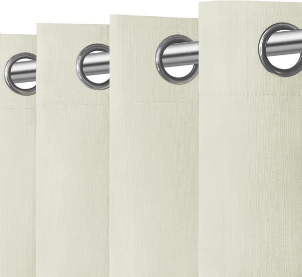 Linen Textured 100% Blackout Curtain 100x96 Inch Extra Wide Patio Sliding Door Curtain Solid Thermal Insulated Room Curtain for Bedroom, Living Room (1 Panel, White)