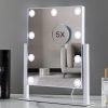 71ECAK1o7wL._AC_SL1500 Lighted Makeup Mirror, Hollywood Vanity Mirror with Lights, Three Color Lighting Modes, and 5X Magnification Mirror, Smart Touch Control, 360°Rotation (15.2in. White)