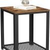 71EWprl984S._AC_SL1500 Three-Tier Nightstand with Storage, S-Shaped Steel Frame Coffee Table, Suitable for Living Room and Bedroom, 15.7 x 15.7 x 23.6 inches, Farmhouse Style, Rustic Brown and Black