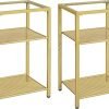 71FZZ-i7NPL._AC_SL1500 Side Tables Set of 2, 3-Tier Slim Nightstands with Storage Shelves, Modern End Tables, Tempered Glass Bedside Tables, for Living Room, Bedroom, Black BK77BZP201