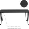 Lavish Home Coffee Table with Hairpin Legs - Modern Industrial Style Home Decor - Woodgrain-Look and Steel Accent Living Room Furniture (Black)