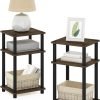 3-Tier Open Storage Nightstand, 1-Pack, Plastic Poles, Sonoma Oak/White