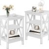 Modern Nightstands Side End Table Night Stand with Storage Shelf for Bedroom,Living Room, Set of 1, White(one)