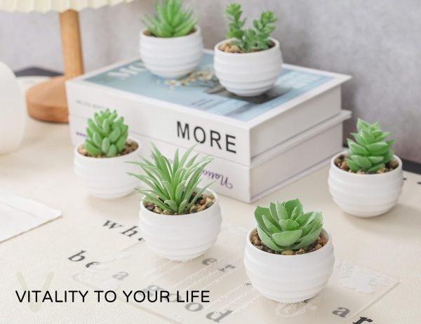 6 Packs Fake Plants Small Realistic Succulents Plants Artificial for Home Room Decor Indoor