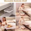 Bedside Shelf for Bed, Bedside Tray Table Under Mattress for Box Spring Bed/Plate Bed/Platform Bed, 17" Large Bed Tray Nightstand Shelf Bedside Caddy for College Dorm Bed
