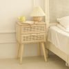 71IjxWme3IL._AC_SL1500 Rattan Nightstand with Storage, Wood Bedside Table with 2 Rattan Drawers, Boho Night Stand Modern End Side Table for Bedroom and Small Space, Natural Walnut