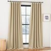 Faux Linen Curtains 90 inches Long for Doorway, Pinch Pleated Thick Room Darkening Window Treatments Noise Reducing Privacy for Living Room/Bedroom, Natural, W34 x L90, 2 Panels