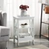 71JBZ_5AN1L._AC_SL1500 Nightstand Sofa Side Table with 3-Tier Storage Shelf for Living Room, Bedroom, Stable Steel Frame, Easy Assembly, End, White