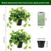 Faux Pothos, 2 Pack Artificial Plants with Plastic Pot, Artificial Potted Plants for Home Office Bedroom Indoor Outdoor Decor (Blcak)