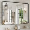 71J_YOL2YwL._AC_SL1500 22x30 Inch Bronze Bathroom Mirror for Vanity, Brushed Bronze Metal Frame Mirror for Wall, Rounded Rectangle Bronze Frame Mirror with Tempered Glass, Anti-Rust (Horizontal/Vertical)