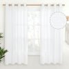 Natural Linen Curtains 63 Inch Length 2 Panels Bronze Grommet Linen Textured Short Window Drapes Light Filtering for Living Room Bedroom, 52 X 63 Inch