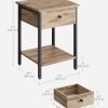 Bedside Table with Drawer, Side Table, End Table, for Bedroom, Office, Industrial, Camel Brown and Black ULET055B50